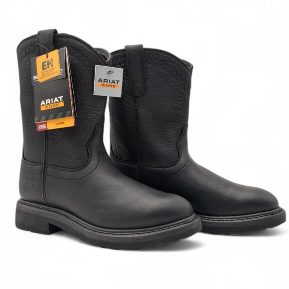 Ariat Men's Black Sierra Roper Size 12W EE Toe SR EH Safety Work Boot 10002422 - Picture 9 of 15